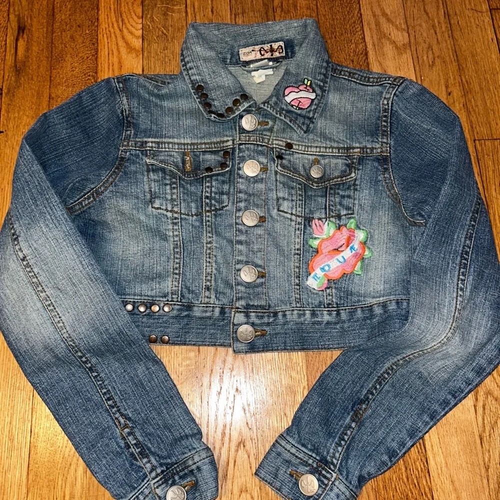 ZOA GRAND JEANS vintage Kids Blue Denim Jacket with Colorful Embroidery